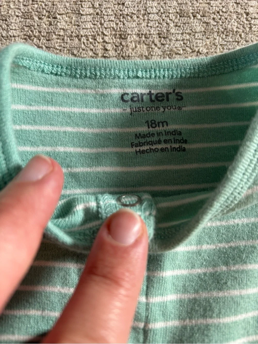 Carter's Mint Green & White Striped Sleeveless Romper